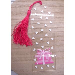 Bookmark Pink & White w/ Hearts